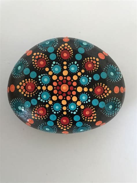 Mandala Stone Hand Painted Rock Dot Painting Meditation Etsy Hand