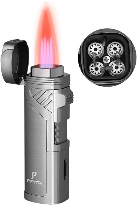 IPITA Torche Briquet 4 Turbo Rouge Jet De Flamme Rechargeable Au Gaz