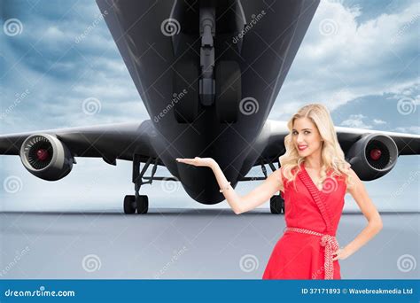 Smiling Blonde Presenting Stock Image Image Of Person