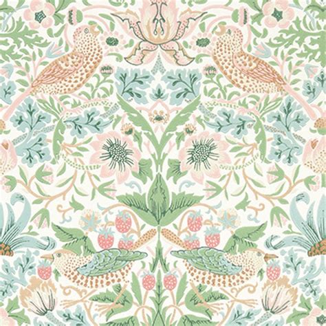 Morris And Co Simply Strawberry Thief Cochineal Pink Wallpaper