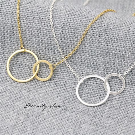 Sterling Silver Interlocking Circle Necklace Infinity Etsy