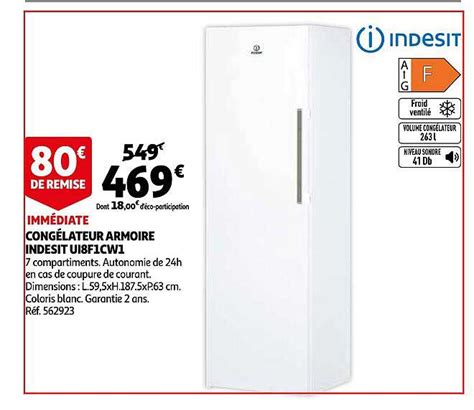 Promo Cong Lateur Armoire Indesit Ui F Cw Chez Auchan Icatalogue Fr