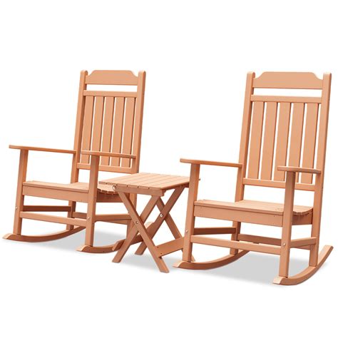 MoNiBloom Set Of 3 Outdoor Rocking Chairs Set Adirondack Rocker Chairs