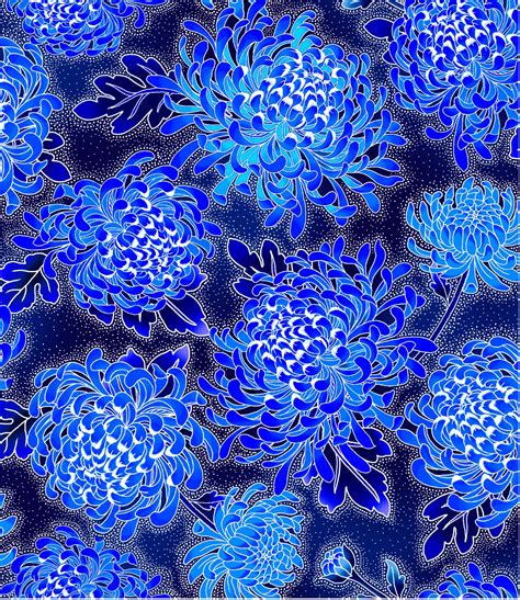 Mums Blue Oasis Fabrics