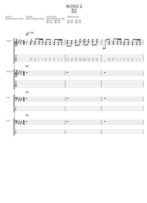 Song 2 Tab & Chords - Blur | PaidTabs.com