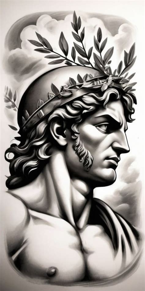 Greek Roman God Statue Tattoo Design In