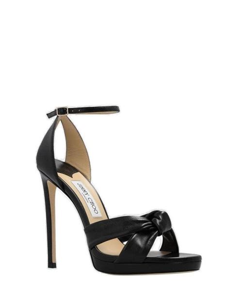 Jimmy Choo Rosie Knot Detailed Sandals In Black Lyst