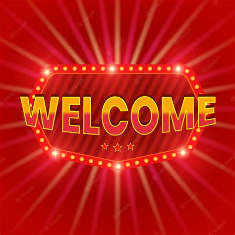 Premium Vector Welcome Banner With Shining Retro Light Vector