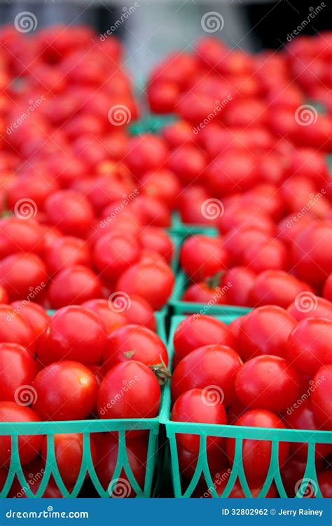 Baskets Of Cherry Tomatoes Stock Photo Image Of Full 32802962