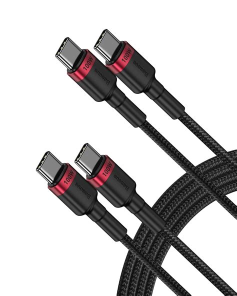 Baseus USB C Cable 6 6ft 2Pack 100W PD 5A QC 4 0 Fast Charging USB