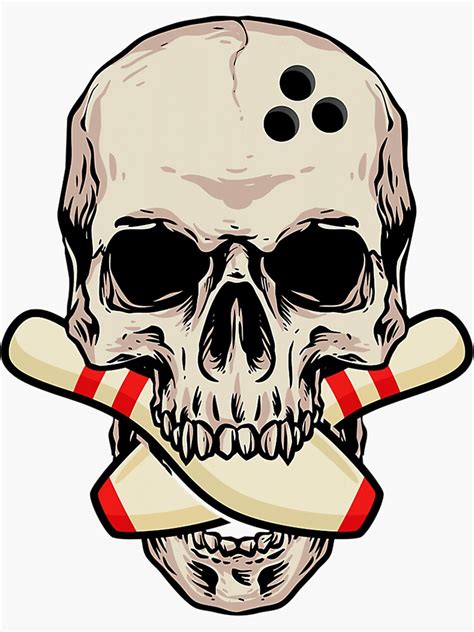 Bowling Pins Retro Vintage Skull Skeleton Head Bowling Ball Sticker