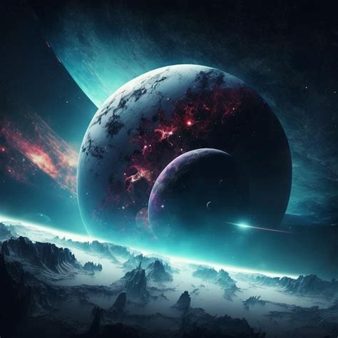 Premium Photo Beautiful Science Fiction Futuristic Space With Big Planets