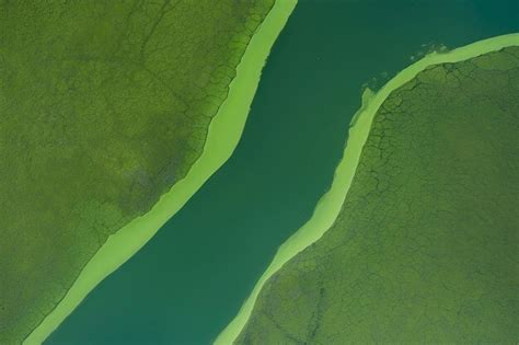 Premium AI Image | Aerial shot of algal bloom on a lake