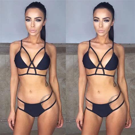 Summer Vacation Thong Bikinis Women Sexy Bikini Set Bandage Push Up