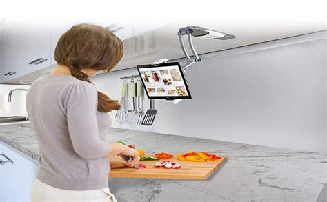 Techzere 2 In 1 Kitchen Tablet Stand Wall Mount Adjustable Under