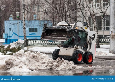 Snow Cleaning Machine on the Streets of the City Stock Photo - Image of ...