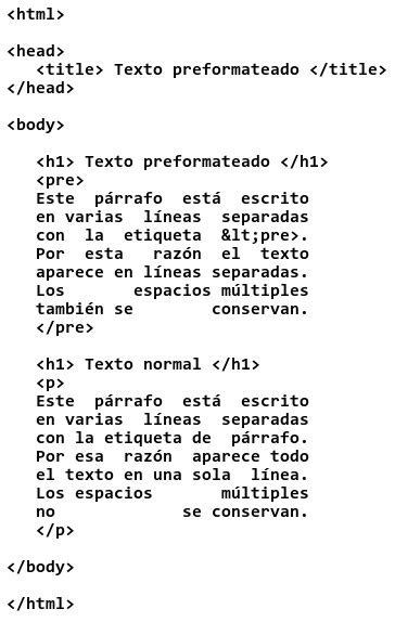 8 Preformatted Text HTML Tutorial Picuino
