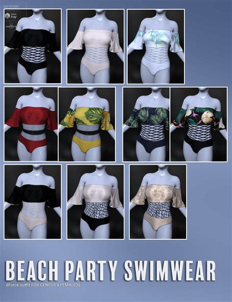 Dforce Beach Party Swimwear For Genesis 8 Females Daz 3d