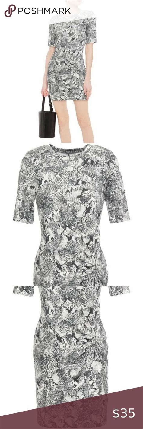 Enza Costa Snake Skin Print Mini With Front Twist Short Sleeve Mini