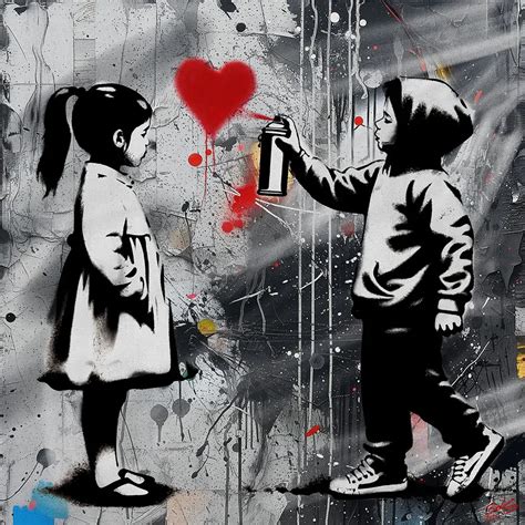 Children's Heart Graffiti Stencil