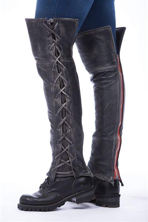 Distressed Laced Half Chaps Lissa Hill Leather