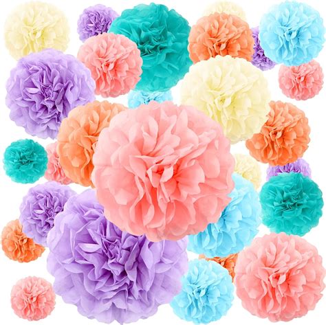 Amazon Skyygemm Pcs Tissue Paper Pom Poms Pastel Party