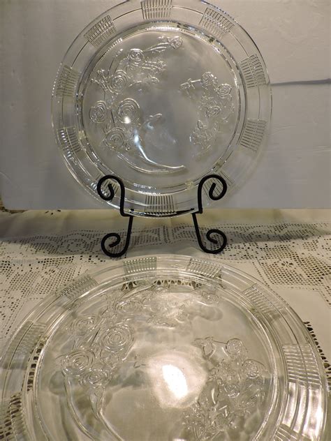 Vintage Footed Cake Plate Sharon Or Cabbage Rose Pattern Etsy