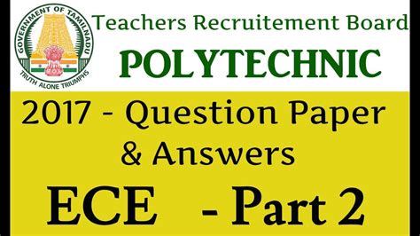 Trb Polytechnic Ece Question Paper Answers Part Youtube