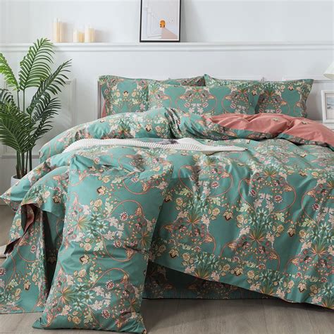 Amazon FADFAY Duvet Cover Set Button Closure Floral Bedding King