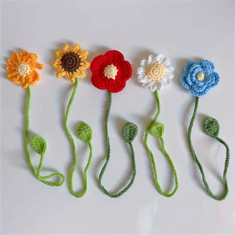 Flowers Crochet Bookmark Floral Bookmarks Handmade Knitted - Temu Portugal