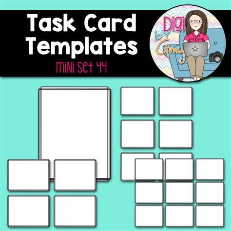 Task Card Templates Clip Art Mini Set 44 Task Cards Flash Card