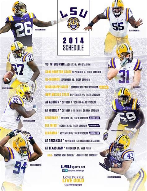 2014 football schedule LSU TIGERS - LSU TIGERS colors purple & gold ...