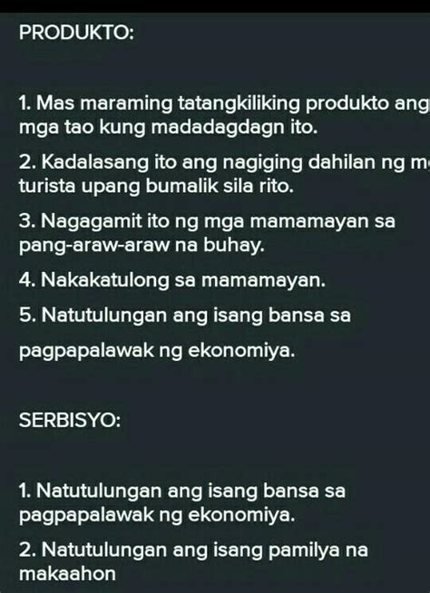 Ano Ang Kahalagahan Ng Pagkakaroon Ng Produkto At Serbisyo Sa Ating