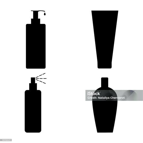 Set Of Skin Products For And After Tanning In Black Silhouettes