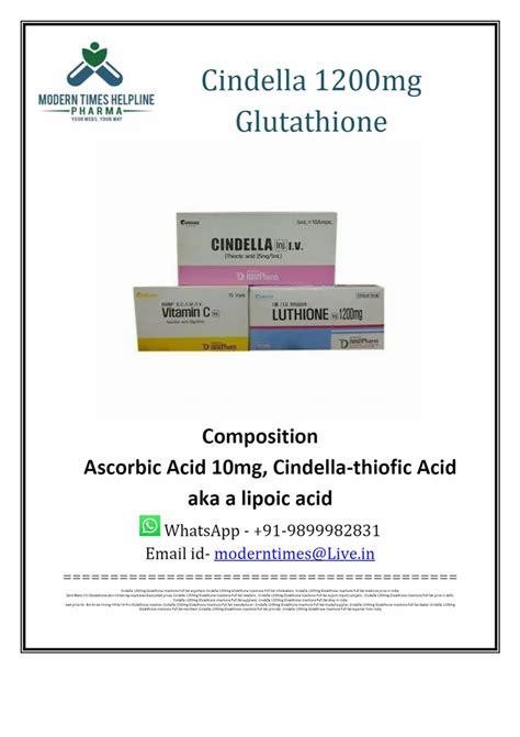 Cindella Mg Glutathione Injections Full Set Packaging Type Box