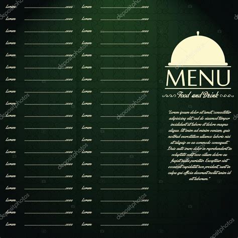 Restaurant Menu Card Design Template Editable Stock Vector By