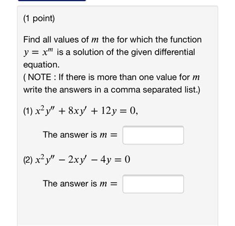 Solved Point Find All Values Of M The For Which The Chegg