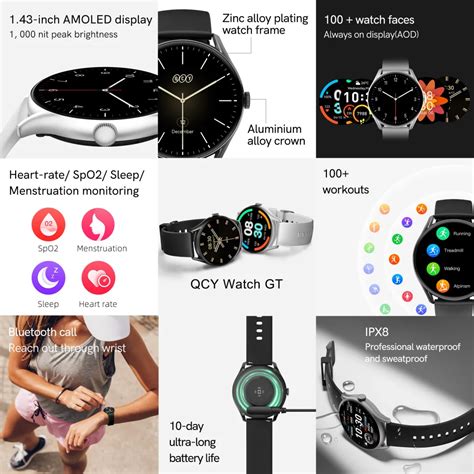 QCY Watch GT Smart Watch 60HZ Retina AMOLED Display 6 Months Warranty