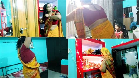 🏡नये घर में पहली बार पहनी सारी ️saree Vlog 🥰मंदिल को फिर से आज चमका दी