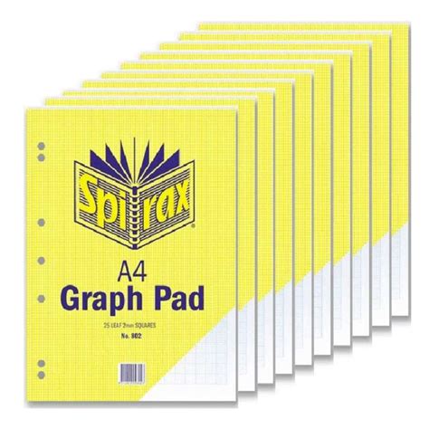 Spirax 802 A4 Graph Pad 2mm Grids 25 Pages 56083 10 Pack