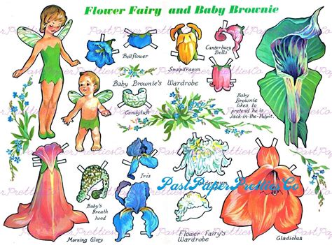 Vintage Paper Dolls Cute Flower Fairy and Baby Brownie C. 1960s ...