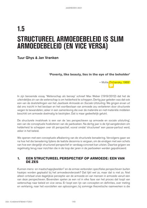 Pdf Structureel Armoedebeleid Is Slim Armoedebeleid En Vice Versa