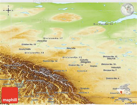 Physical Panoramic Map of Alberta