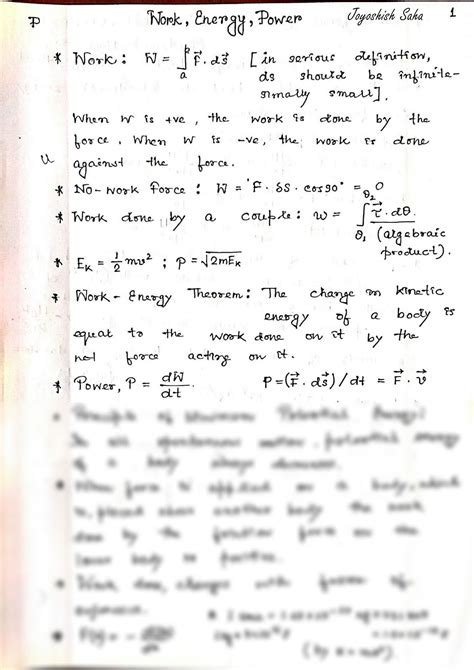 SOLUTION Physics Work Energy Power Handwritten Notes Studypool