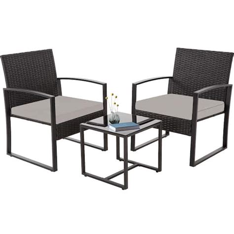 Zeus Ruta 3 Piece Wicker Outdoor Bistro Set Patio Furniture Set With