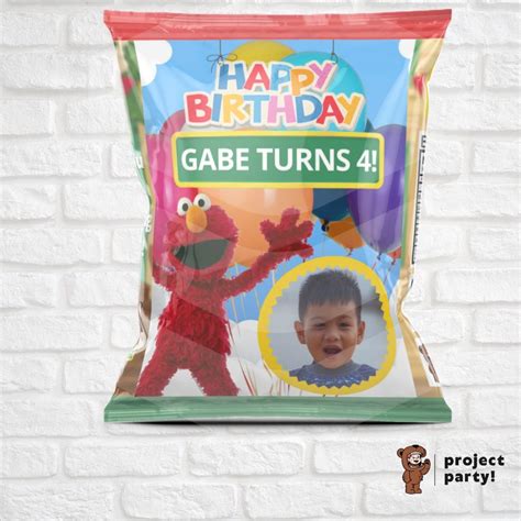 Sesame Street Elmo Personalized Chip Bag Birthday Party Favour