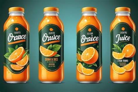 Premium Photo Orange Juice Label Design Soft Drink Bottle Label