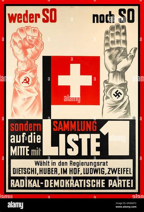 Swiss 1938 Election Poster Radical Democratic Party Hi Res Stock