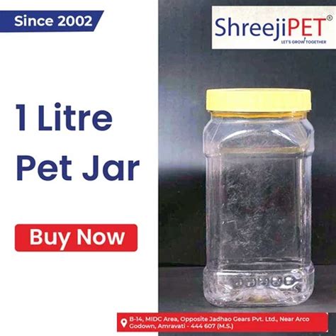 Transparent Square 1 Litre PET Jar At 12 Piece In Amravati ID