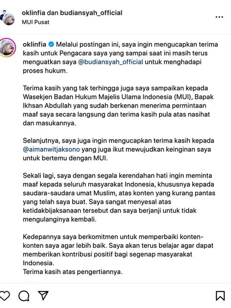 Selebgram Oklin Fia Minta Maaf Ke Masyarakat Dan MUI Akibat Konten